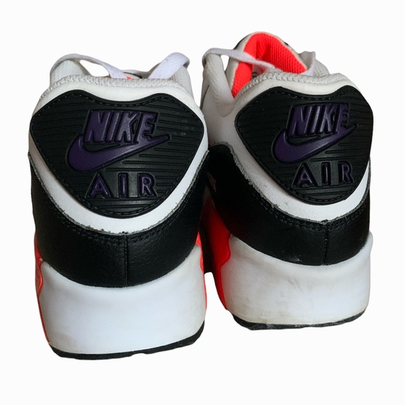 Youth NIKE AIR MAX 90 LEATHER GS 'WHITE BRIGHT CRIMSON' Size 6.5 - Picture 7 of 10